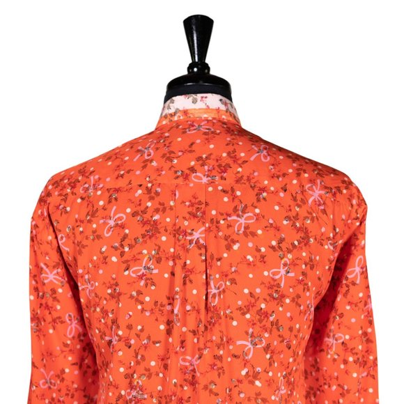 Mens Shirt Button Up Orange Floral Casual Summer Tropical Hawaiian Beach Large - Picture 6 of 7